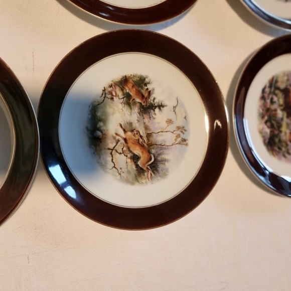 Vintage H&G Bavaria Elk‎ Mountain Scene Serving Tray w 9 Wildlife Salad Plates - Picture 8 of 16